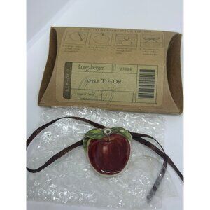 VTG 1994 Longaberger Apple Ceramic Basket Tie-On / Ornament Fruit Decor Made USA